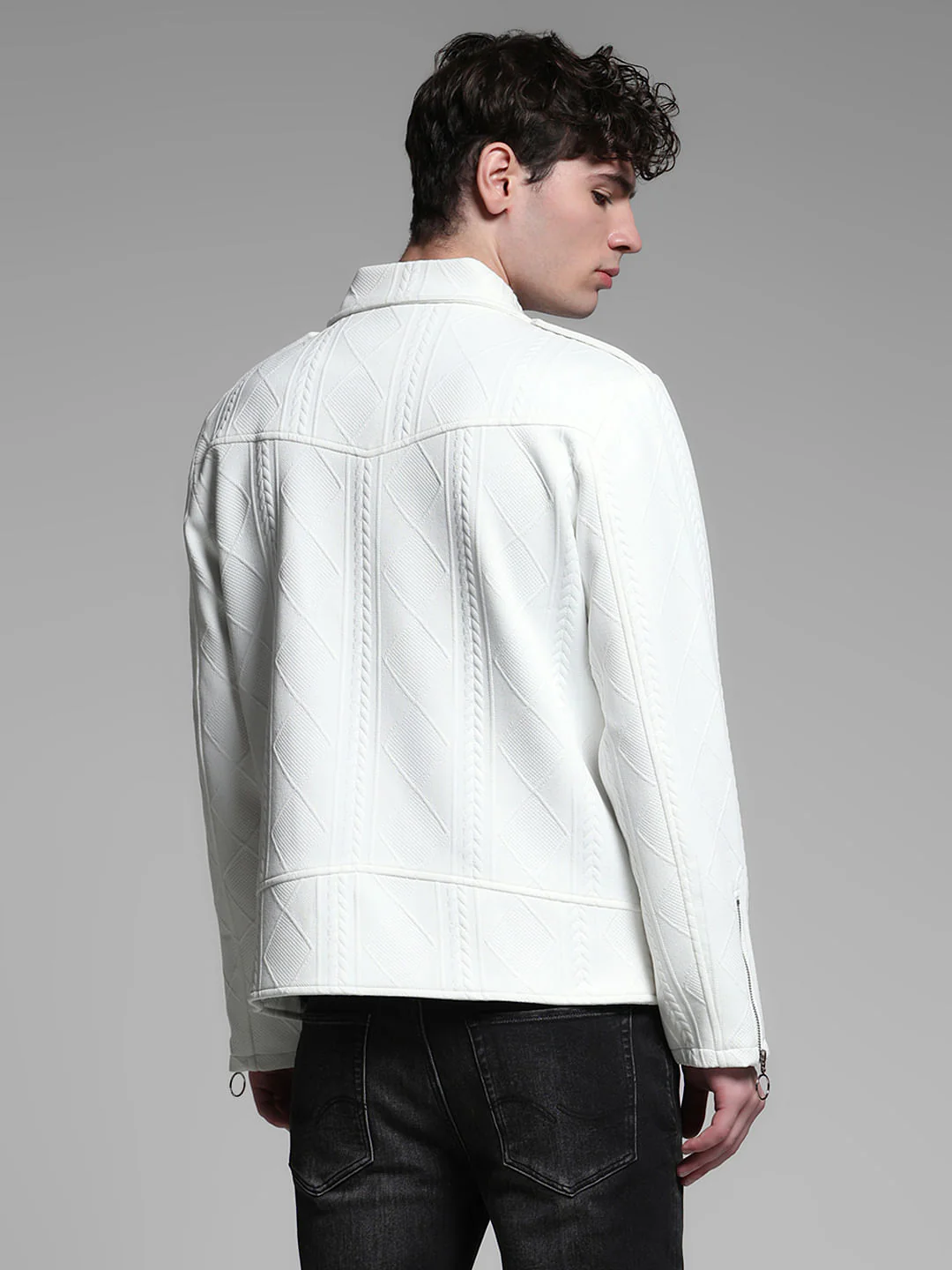 White Multi-Zip Detail Jacket - Image 4