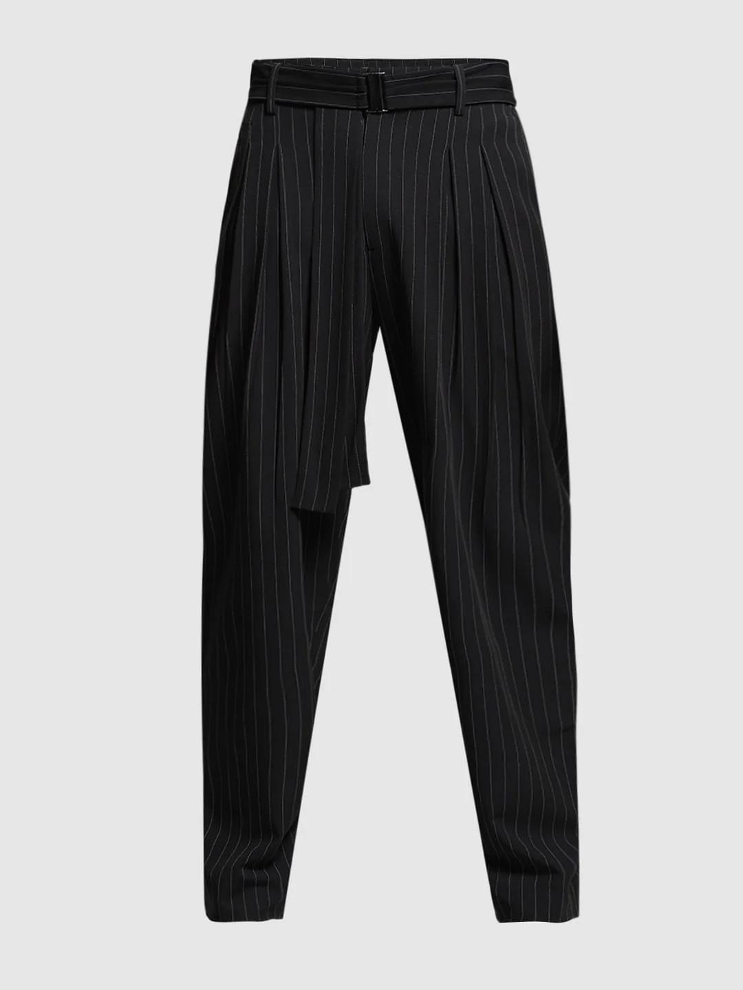 Black Waist Tie Up Striped Pants - Image 7