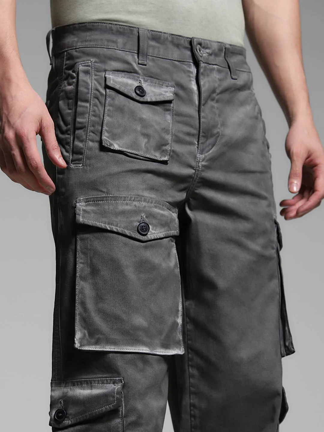 Olive Green Mid Rise Cargo Pants - Image 4