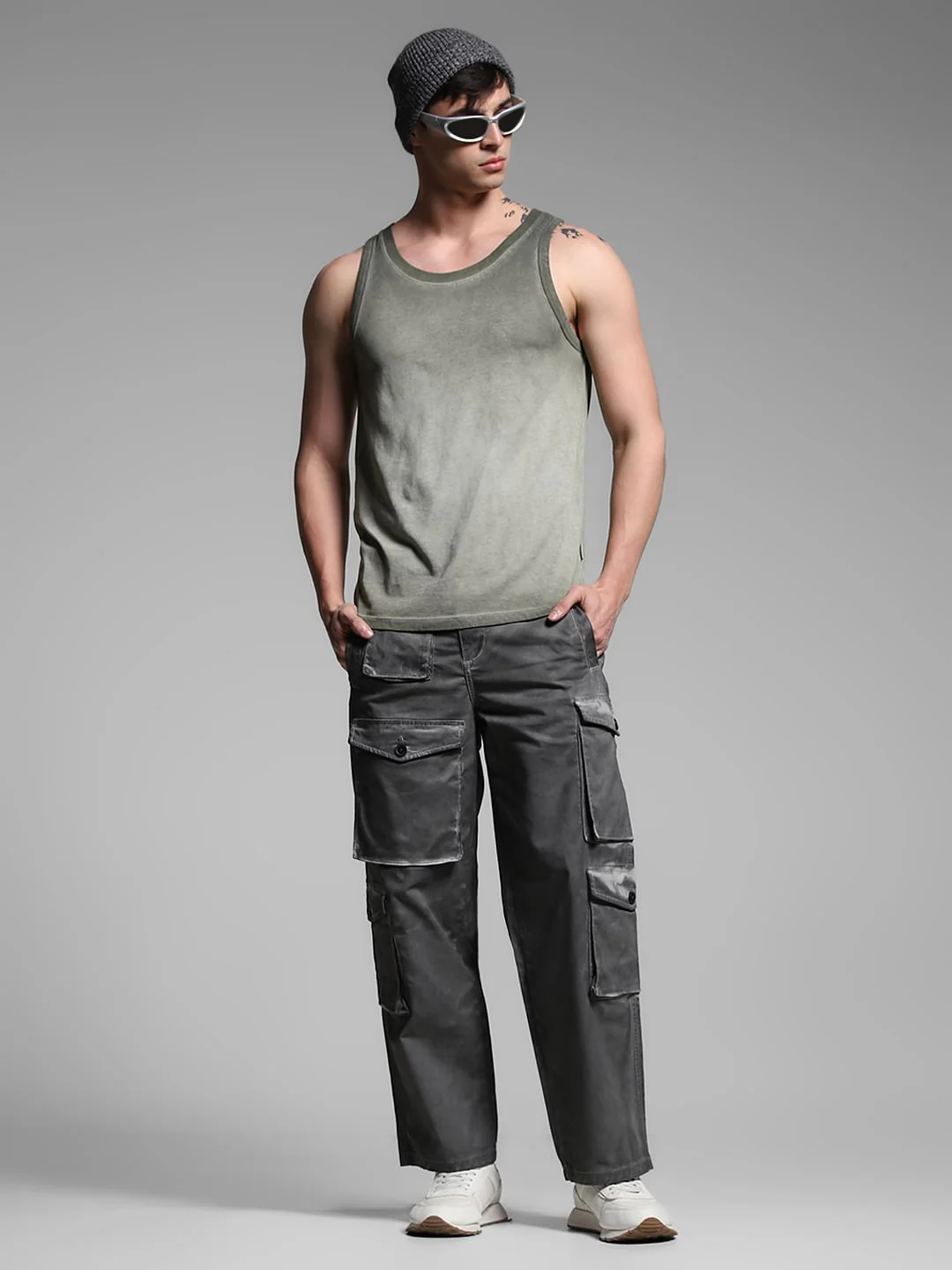 Olive Green Mid Rise Cargo Pants - Image 6