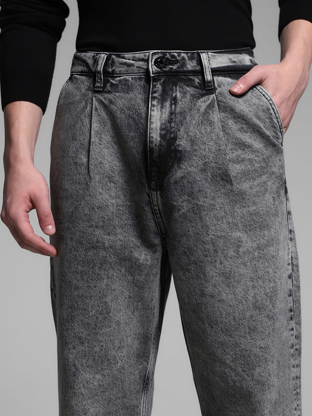 Dark Grey High Rise Washed Anti Fit Jeans - Image 4