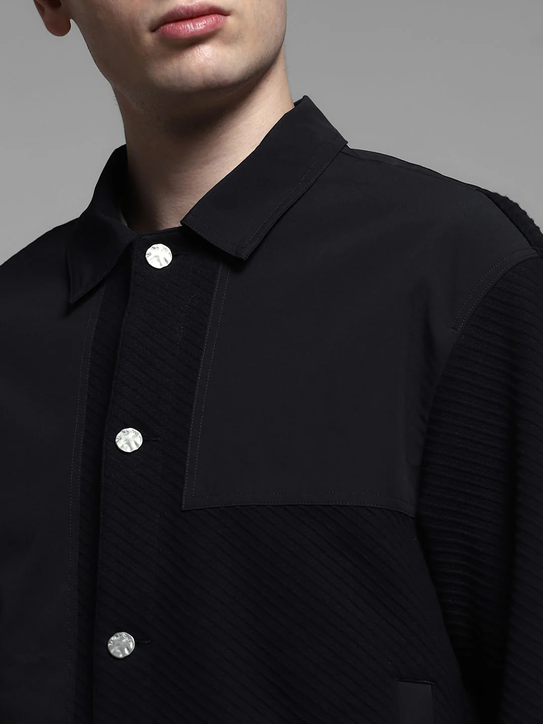 Black Patch Print Casual Jacket - Image 5