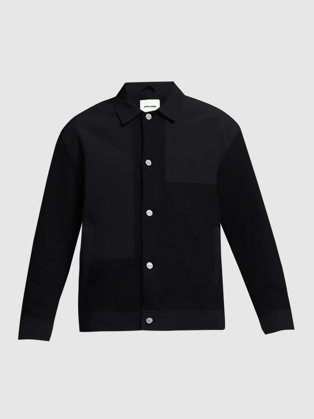 Black Patch Print Casual Jacket - Image 7