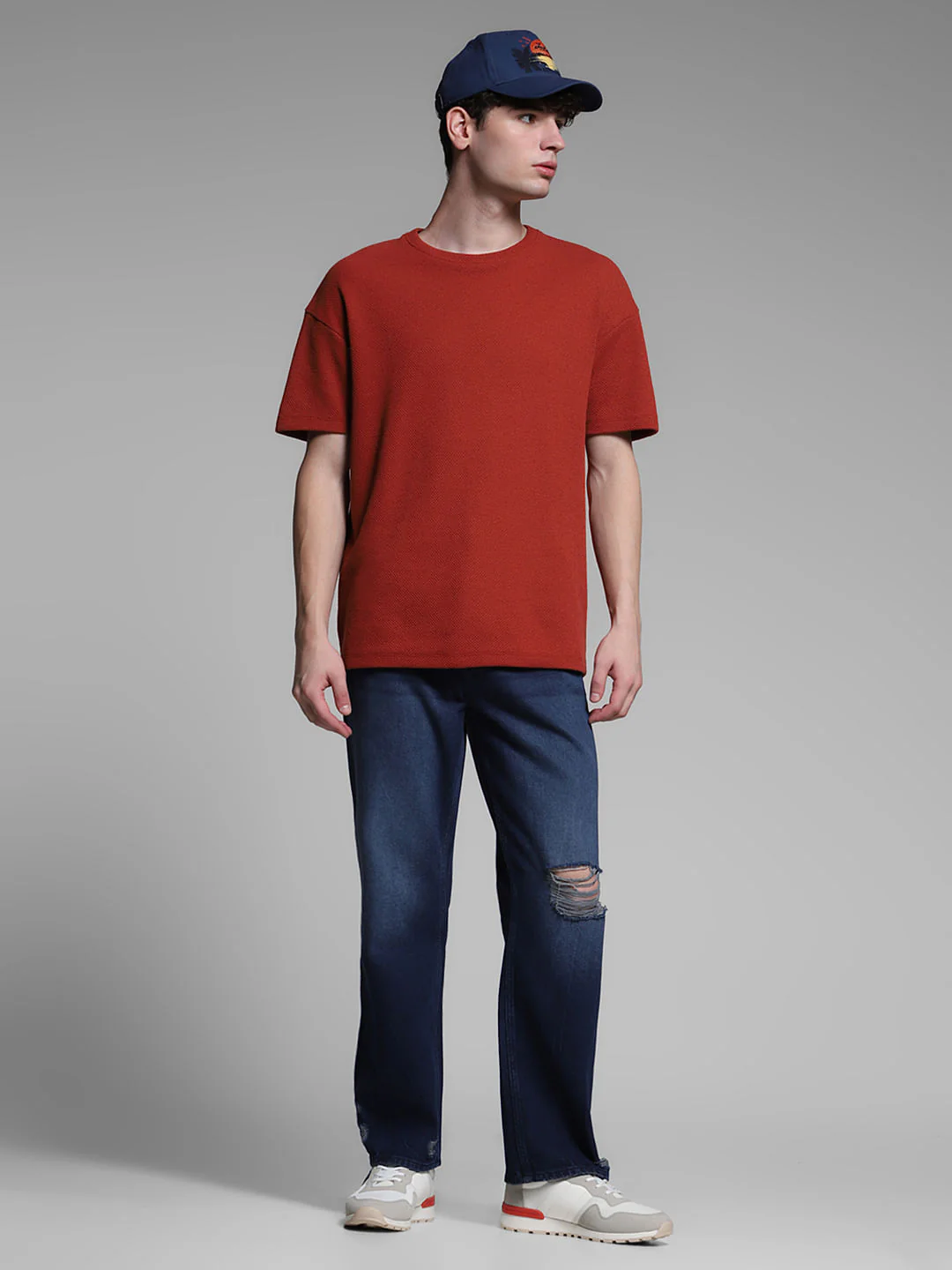 Dark Blue Distressed Dario Loose Fit Jeans - Image 6