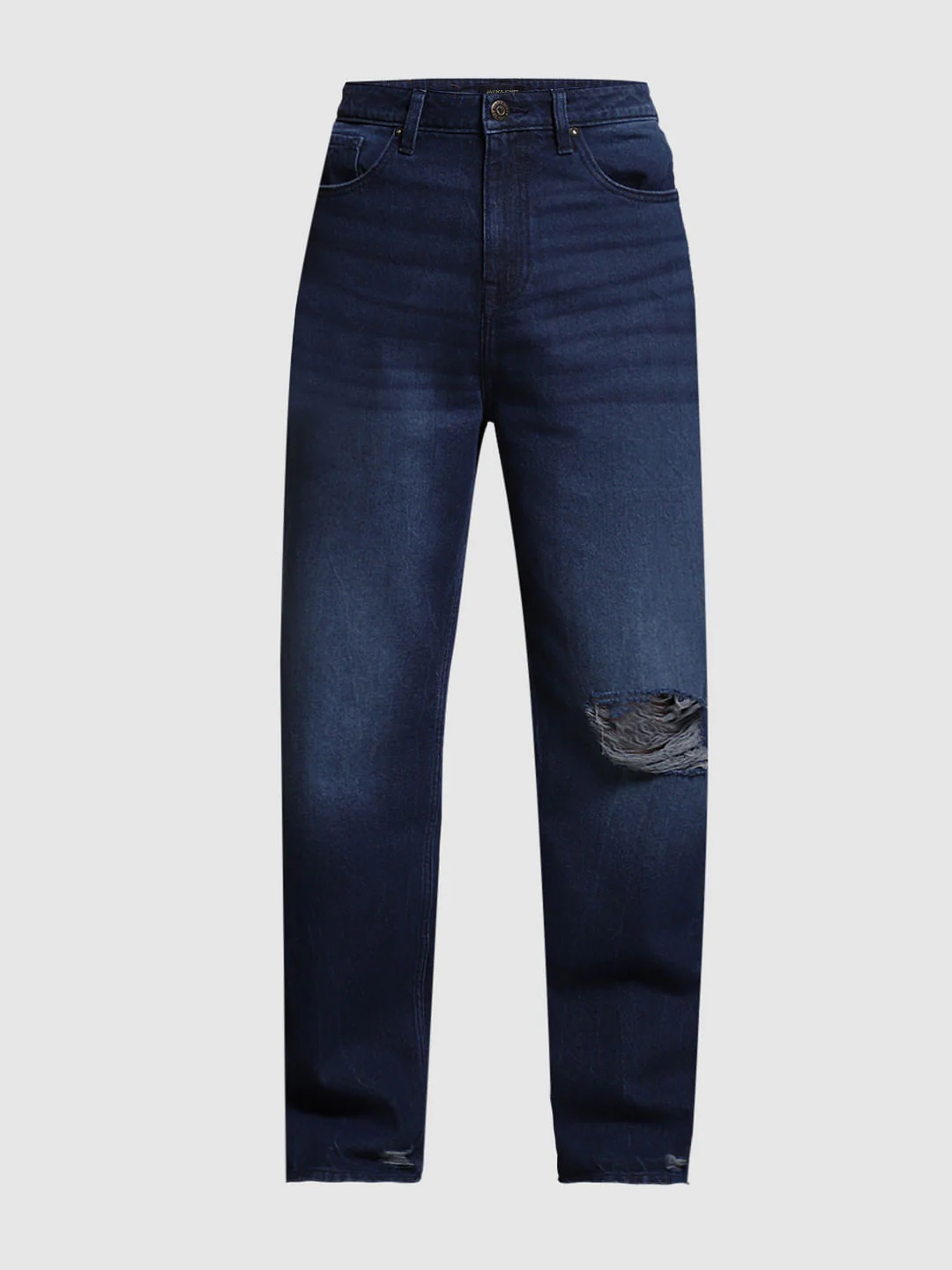 Dark Blue Distressed Dario Loose Fit Jeans - Image 7