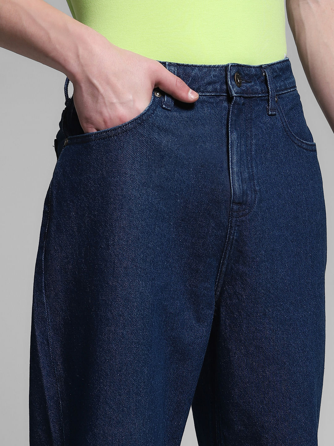 Dark Blue High Rise Dario Loose Fit Jeans - Image 4