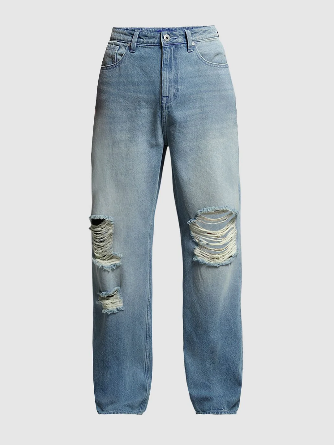 Light Blue Distressed Dario Loose Fit Jeans - Image 7