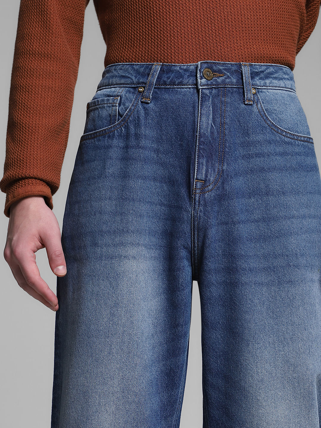 Blue High Rise Dario Loose Fit Jeans - Image 4
