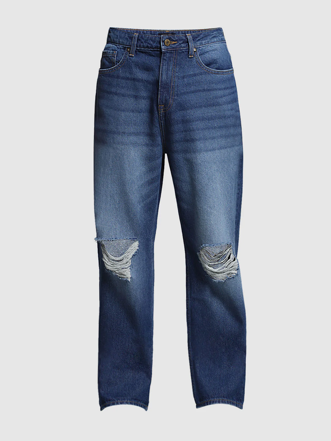 Blue Distressed Dario Loose Fit Jeans - Image 7