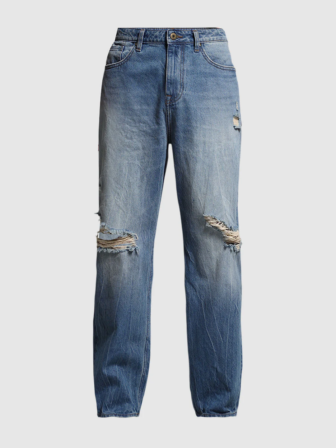 Blue Heavily Distressed Dario Loose Fit Jeans - Image 7