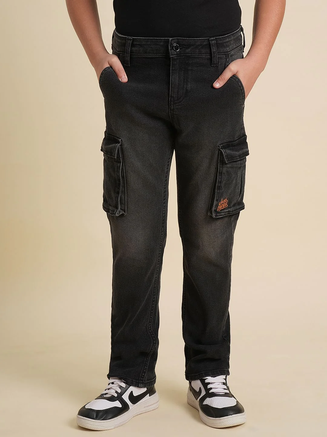 Boys Black Mid Rise Loose Fit Jeans - Image 2
