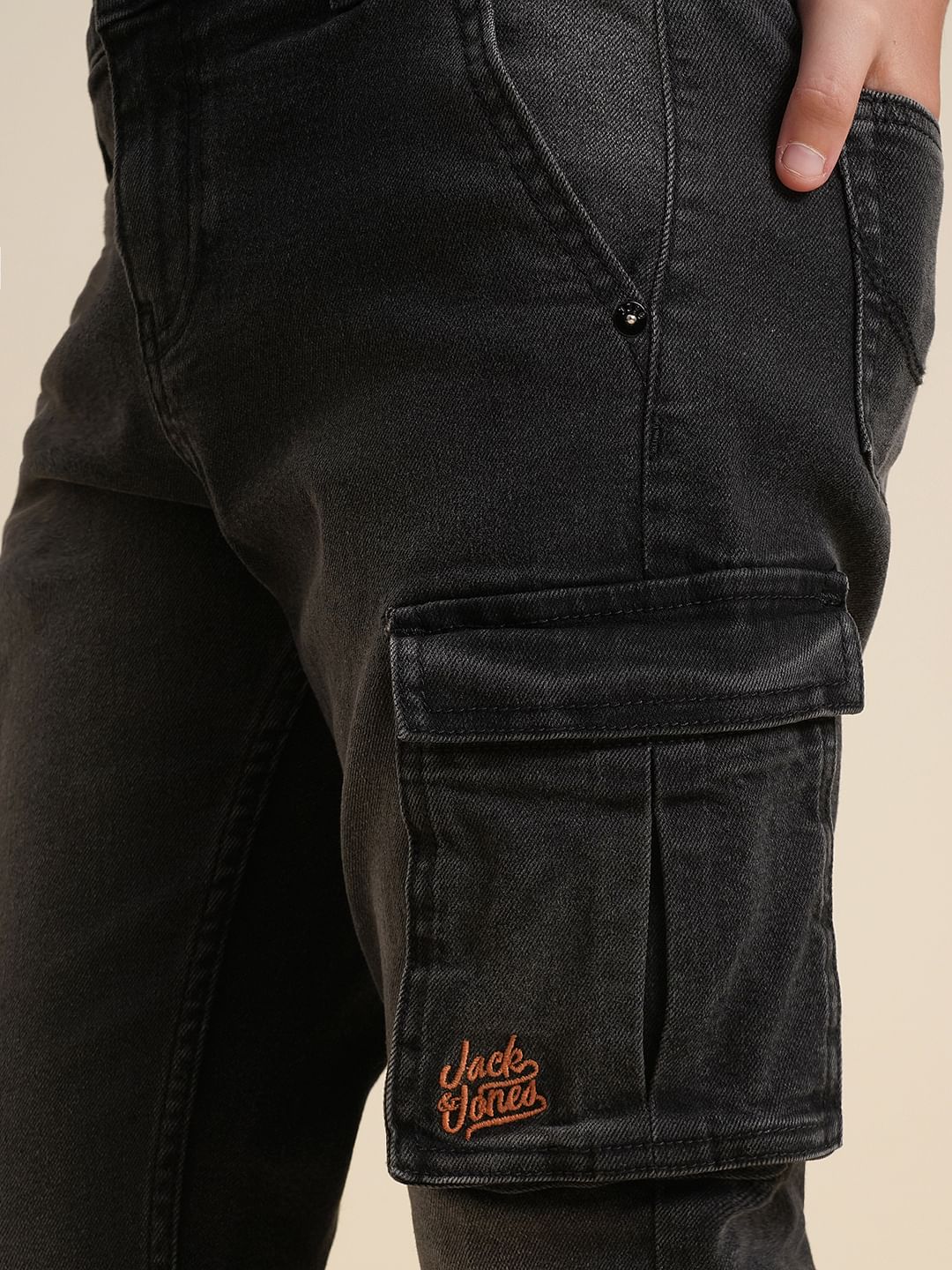 Boys Black Mid Rise Loose Fit Jeans - Image 6