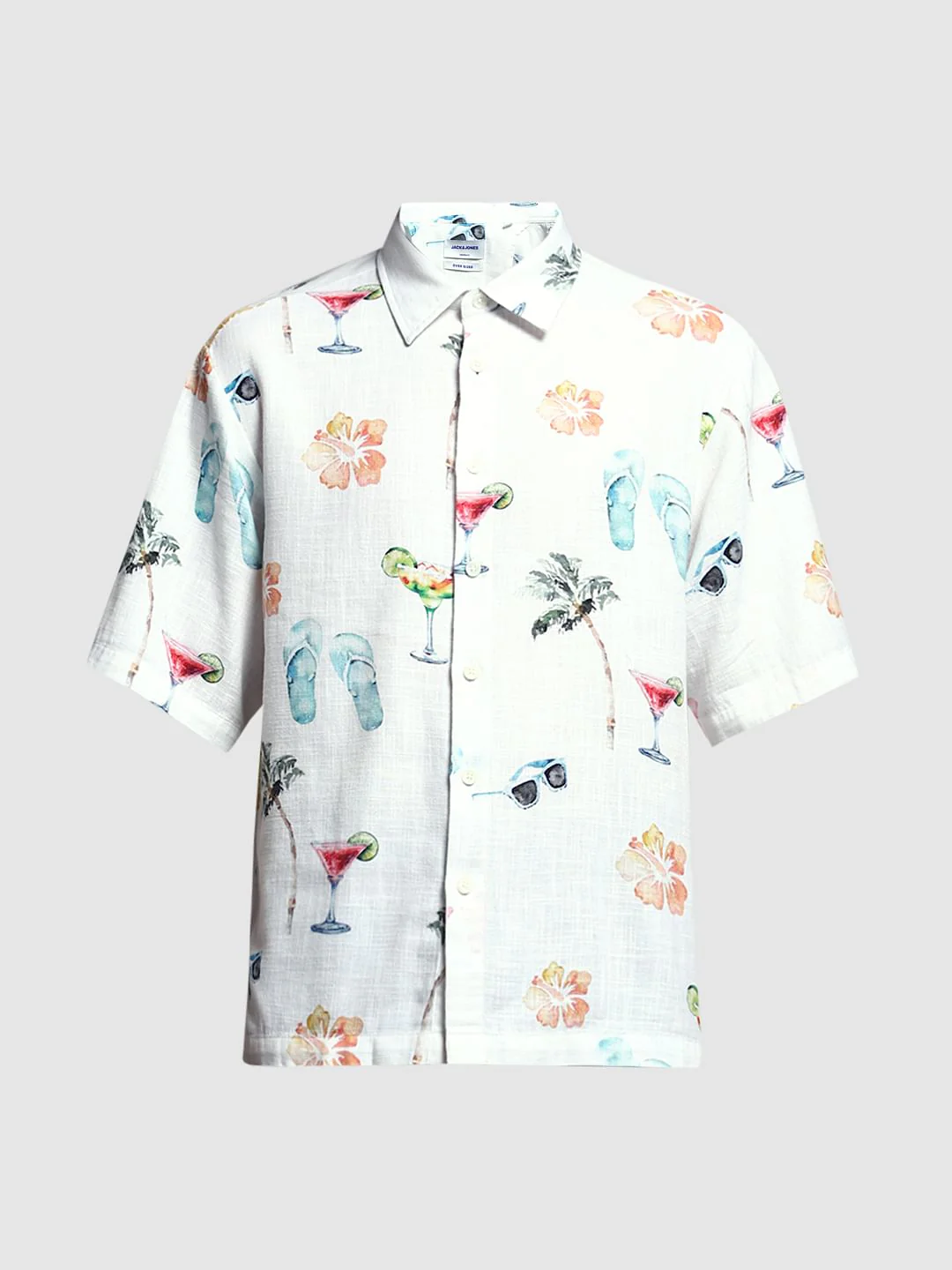 White Printed Cotton Short Sleeves Shirt - Image 7