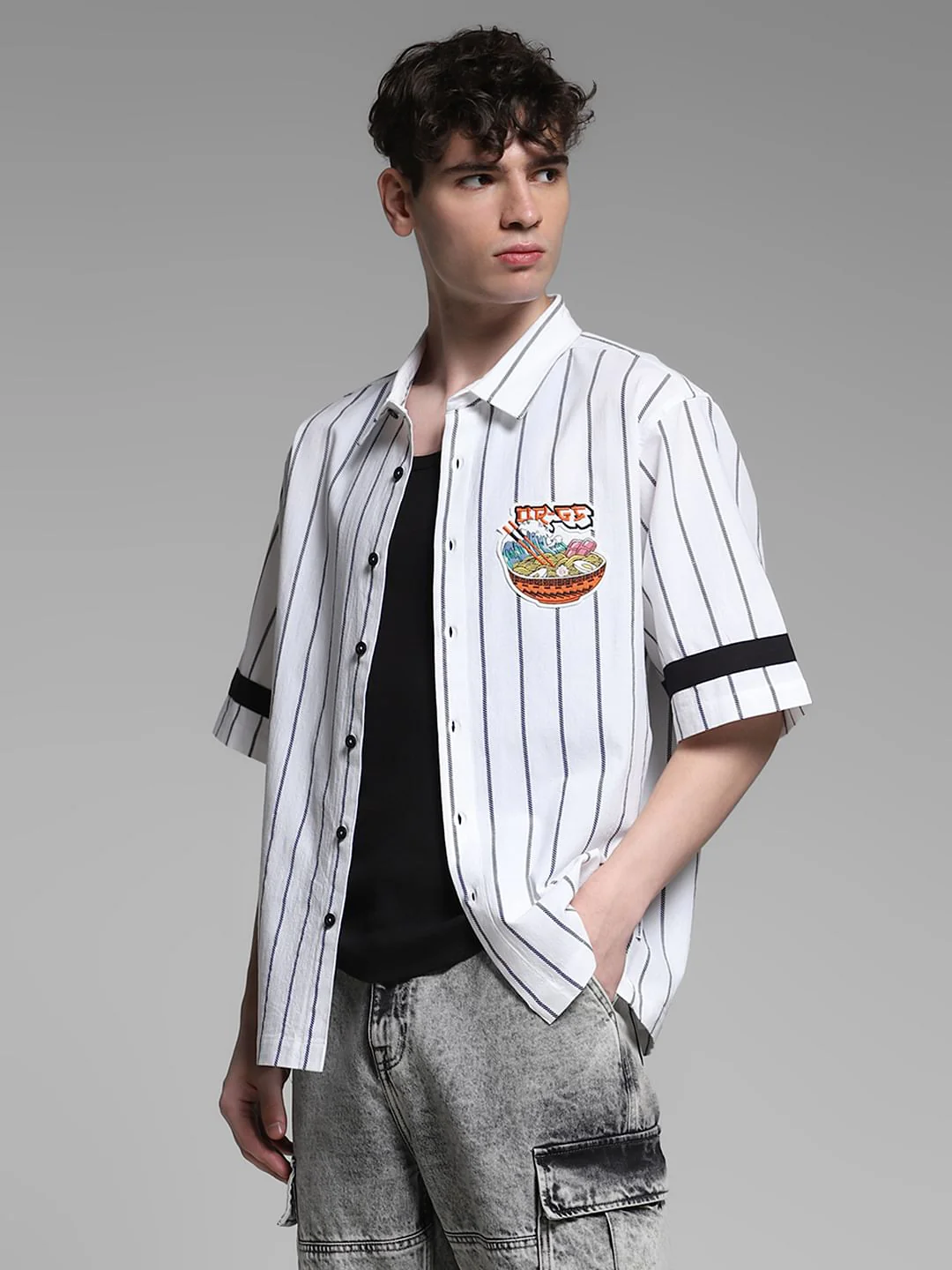 White Striped Oversized Shirt - Image 3