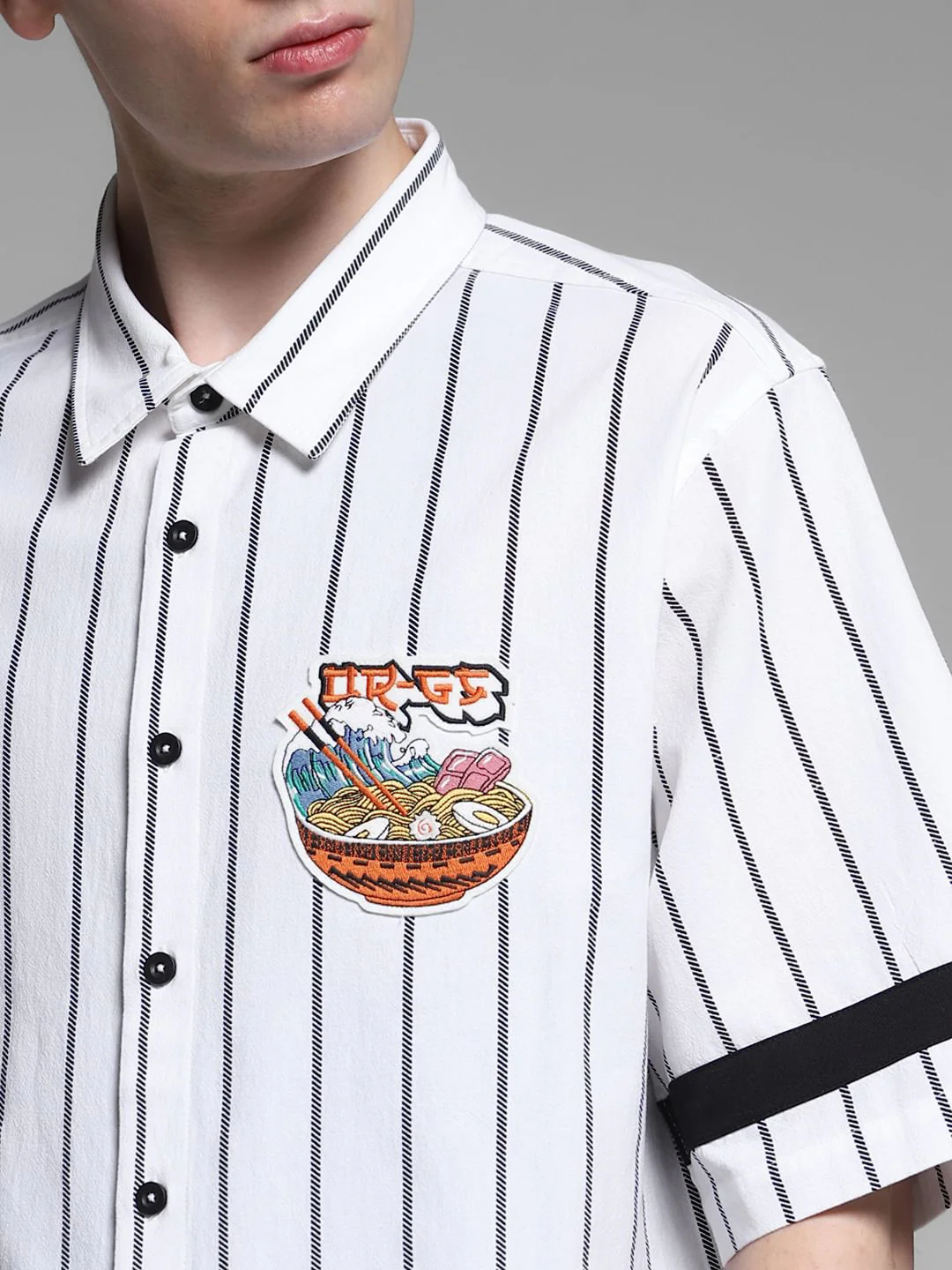 White Striped Oversized Shirt - Image 5