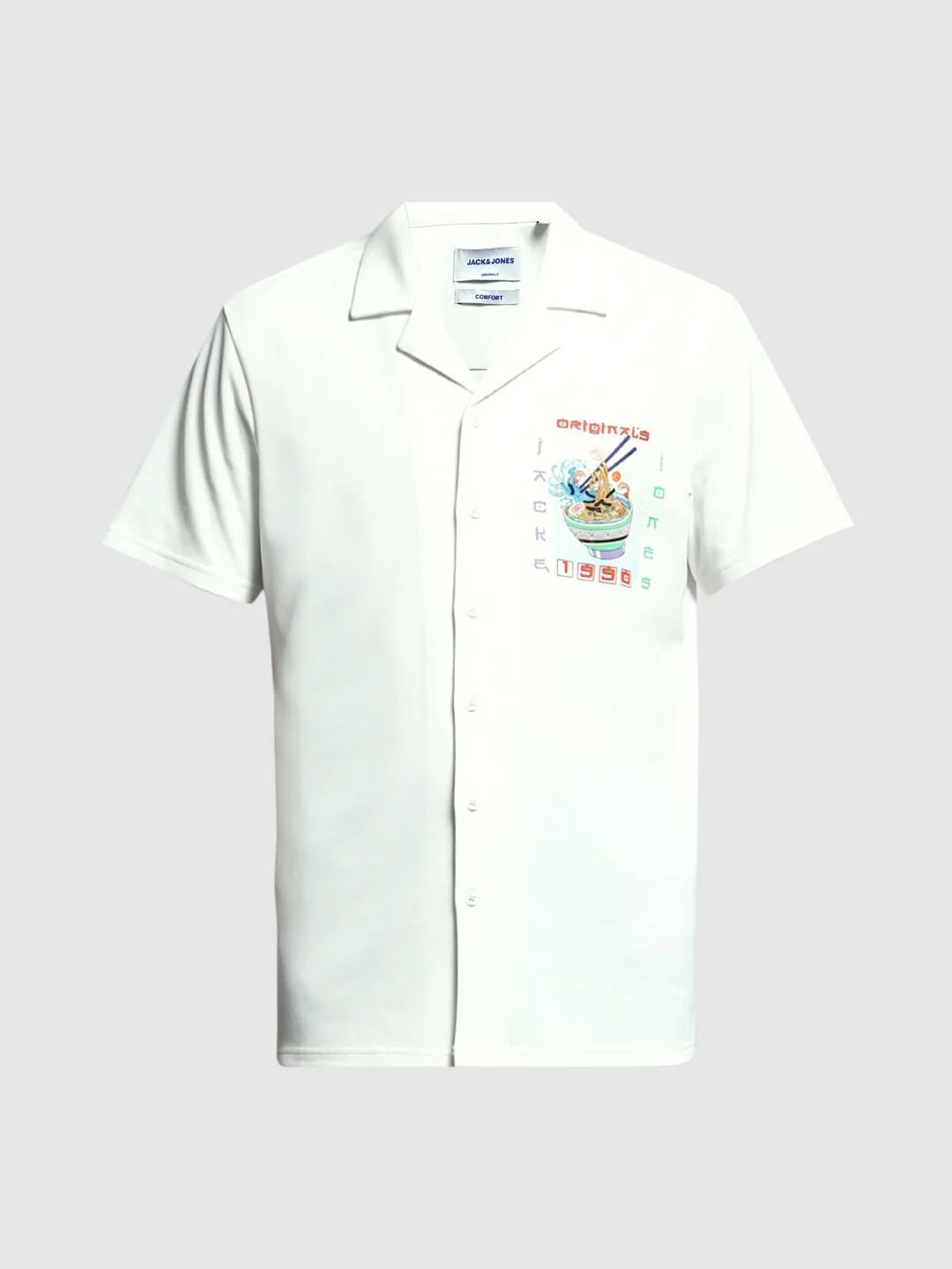 White Ramen Print Knitted Shirt - Image 7