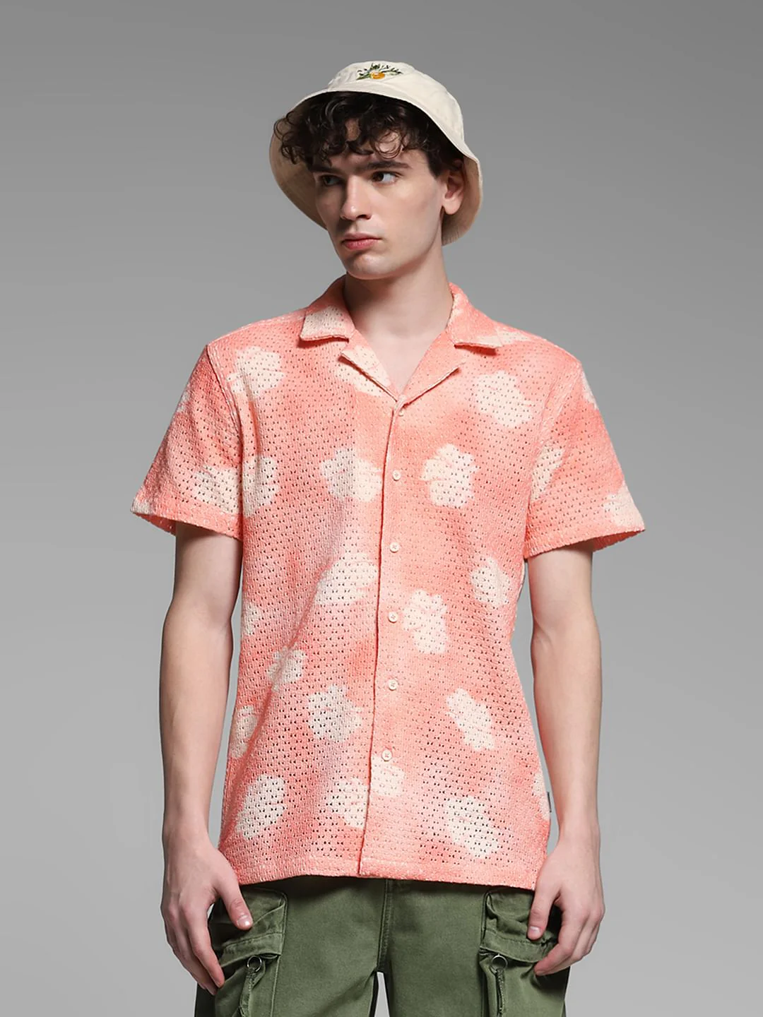 Pink Crochet Comfort Fit Shirt