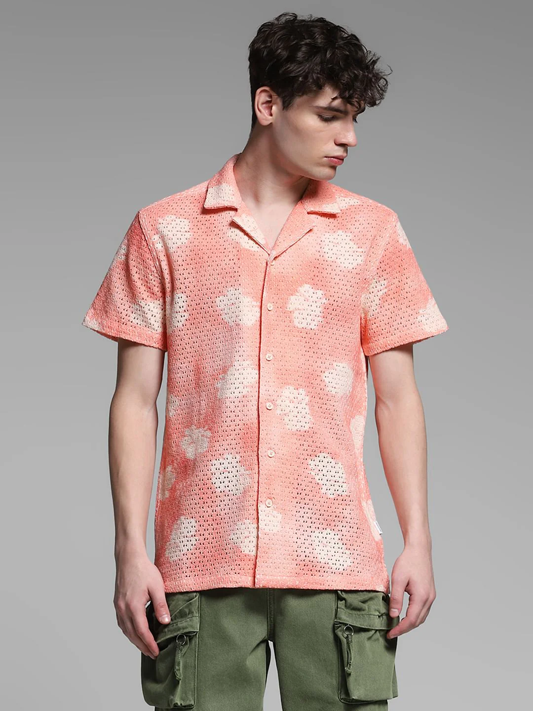 Pink Crochet Comfort Fit Shirt - Image 2