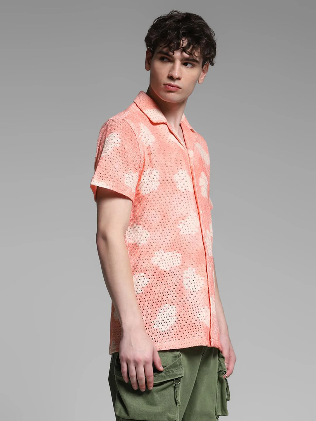 Pink Crochet Comfort Fit Shirt - Image 3