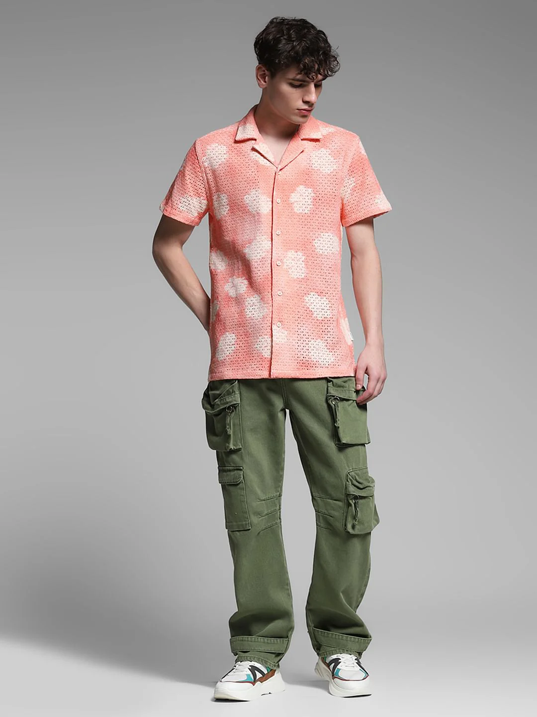 Pink Crochet Comfort Fit Shirt - Image 6