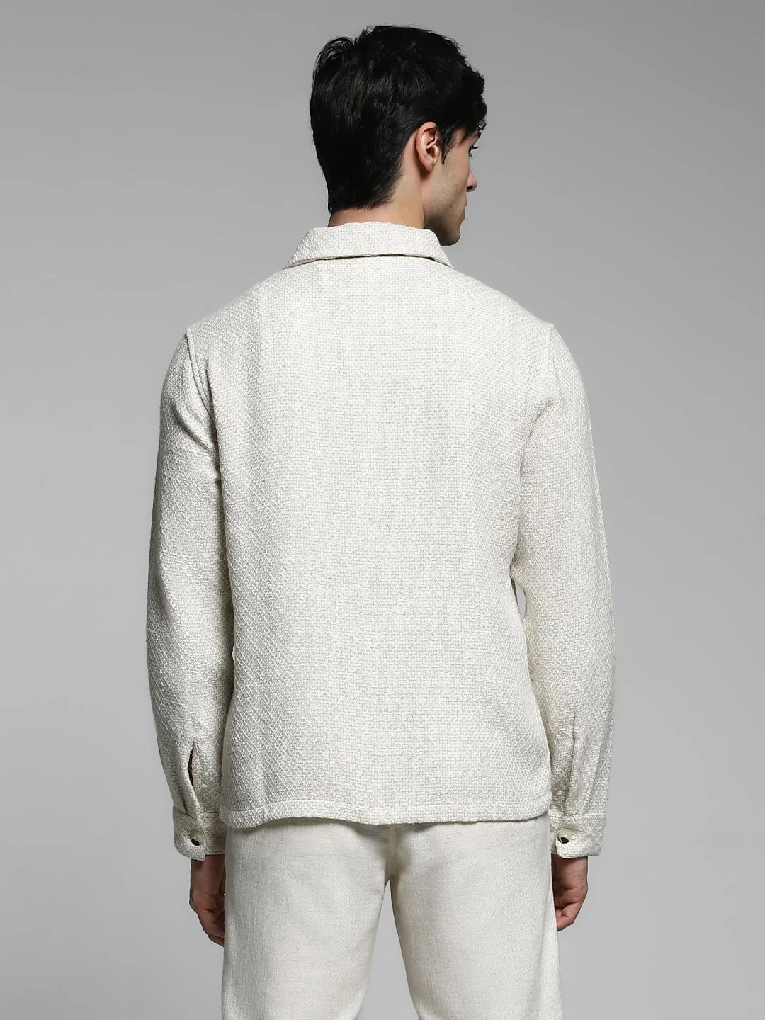 Light Beige Dobby Oversized Shirt - Image 4