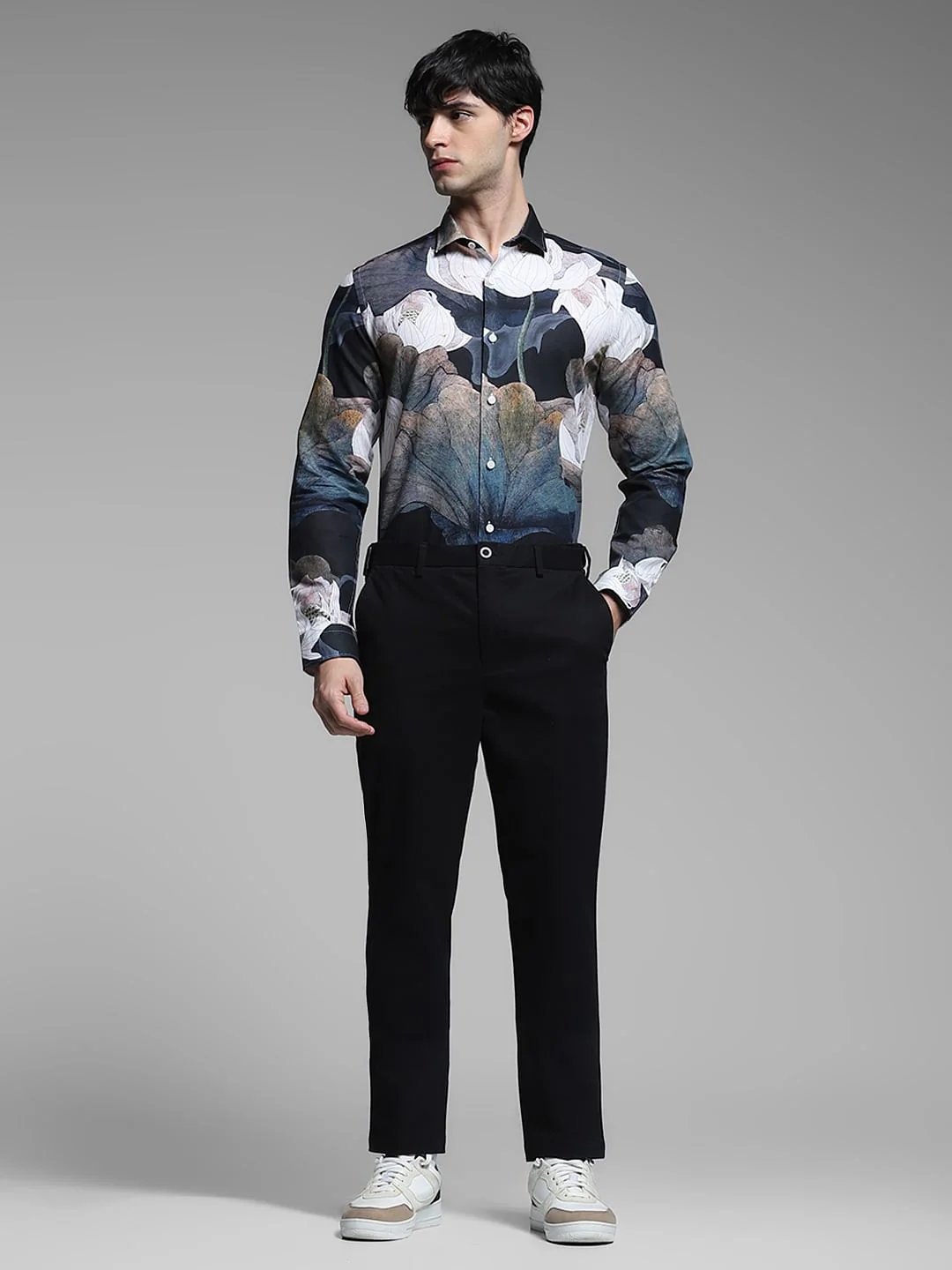 Grey Printed Linen Shirt - Image 6