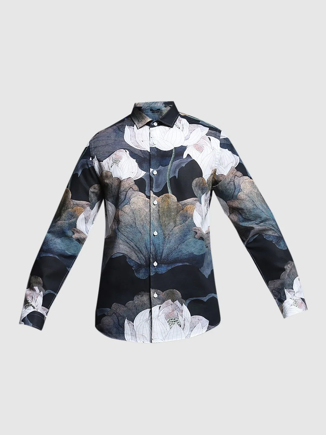 Grey Printed Linen Shirt - Image 7