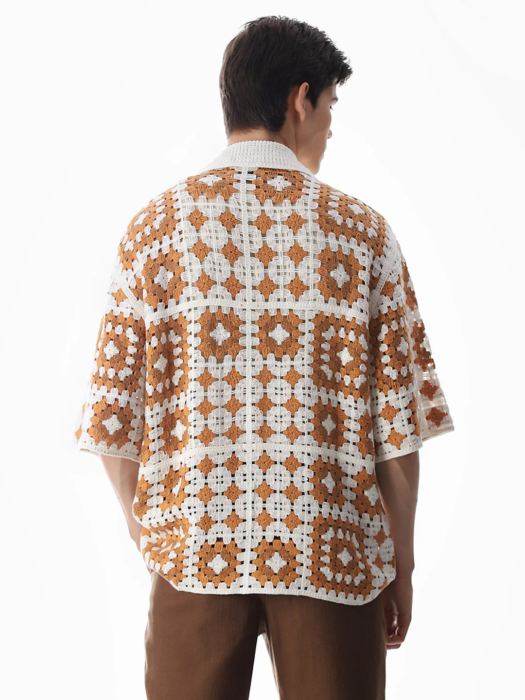 Beige Crochet Oversized Shirt - Image 4