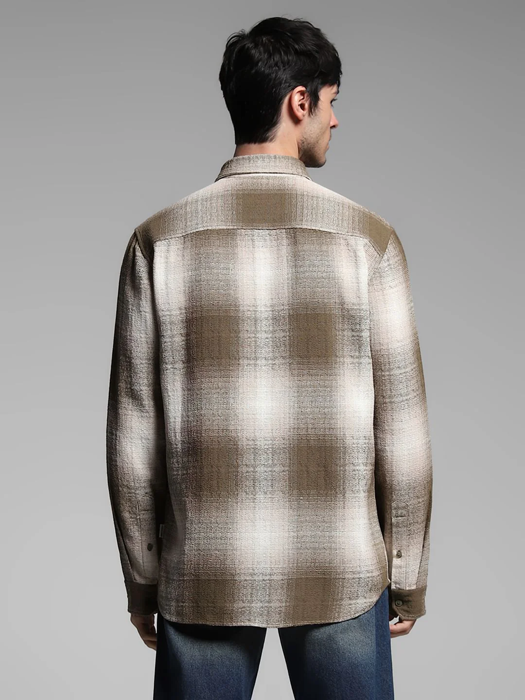Green Check Print Cotton Shirt - Image 4