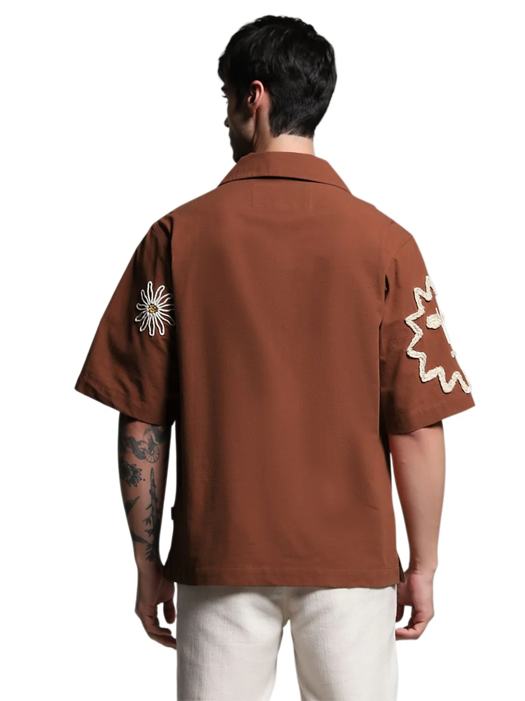 Brown Embroidered Oversized Shirt - Image 4