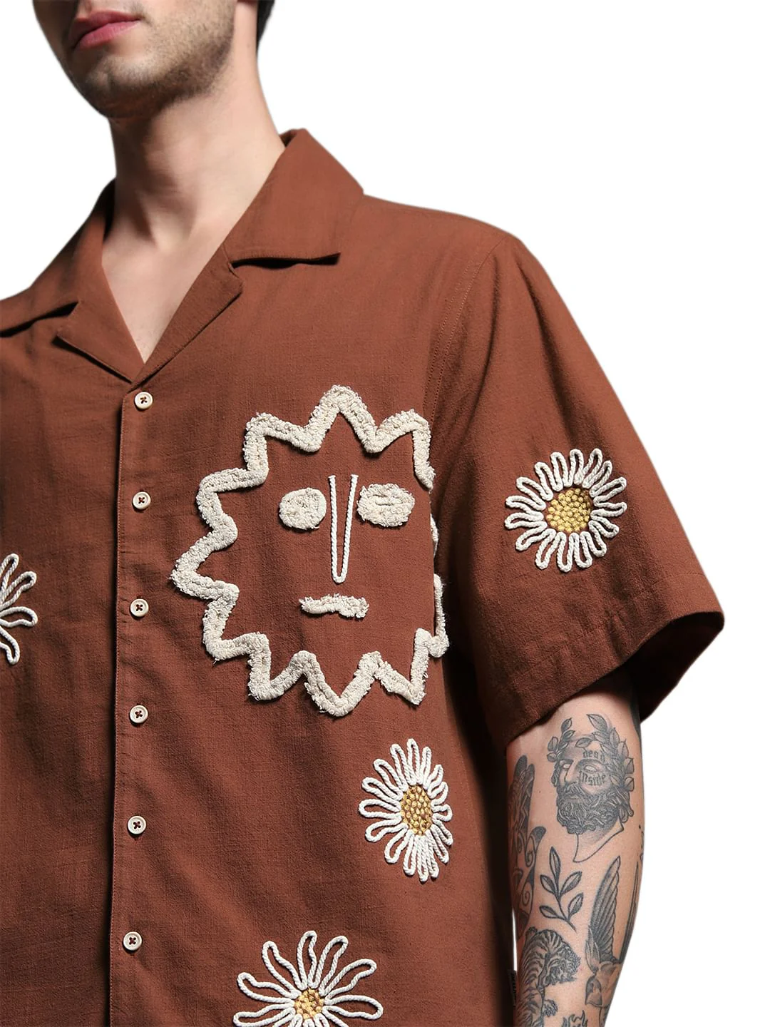 Brown Embroidered Oversized Shirt - Image 5