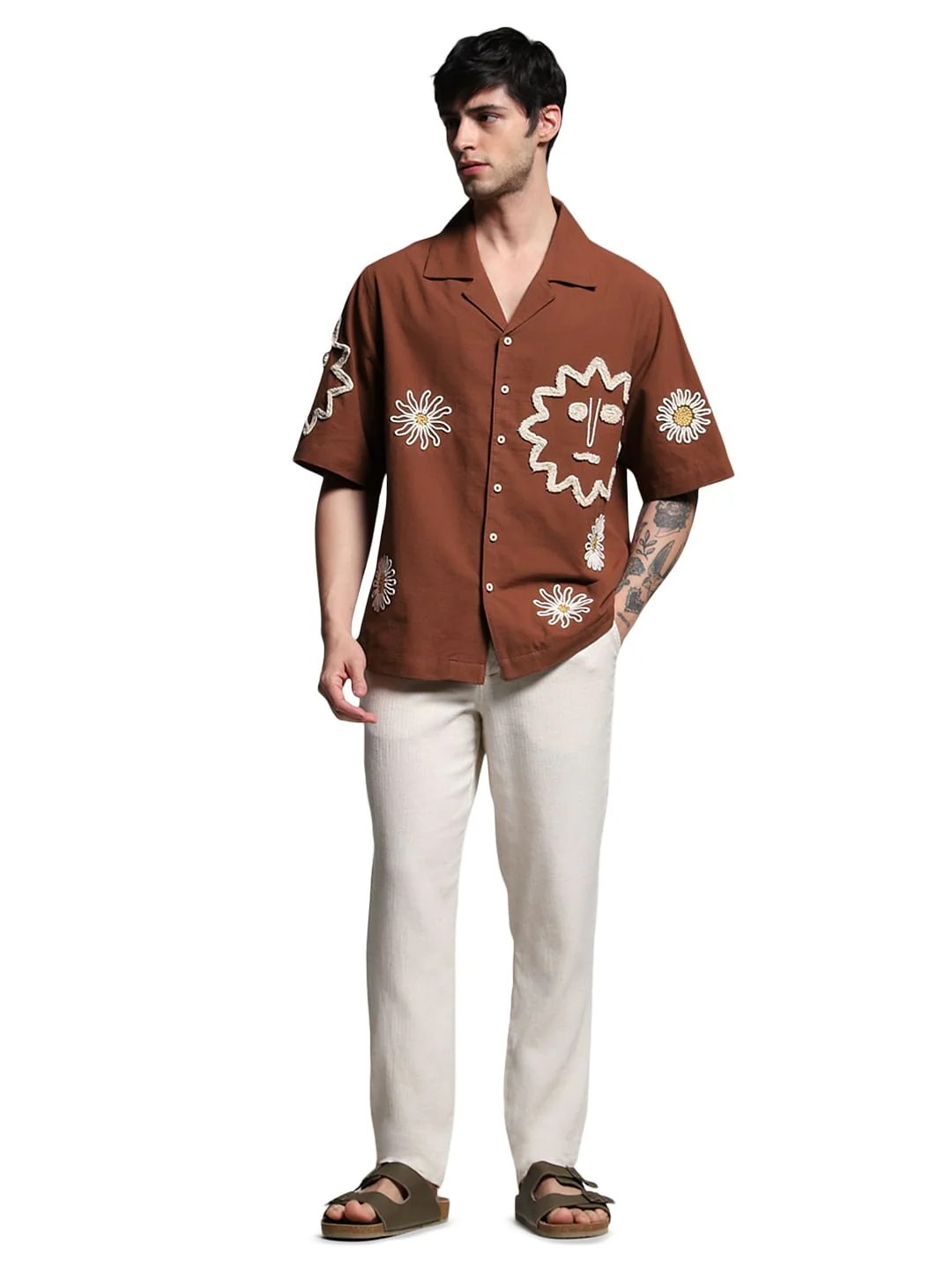 Brown Embroidered Oversized Shirt - Image 6