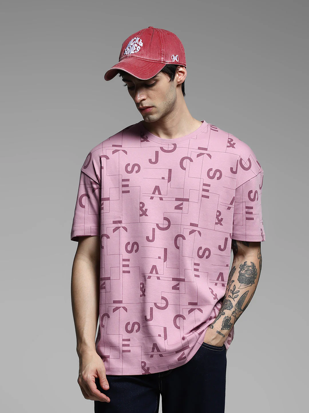 Purple Typographic Logo Oversized T-shirt