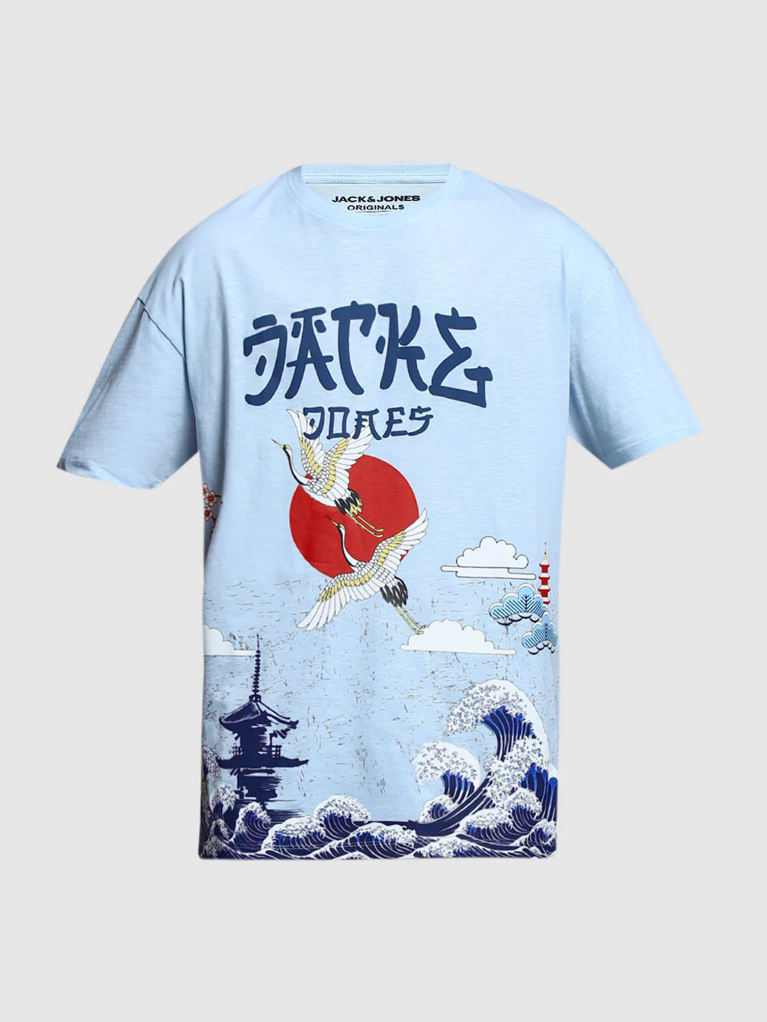 Blue Printed Cotton Oversized T-shirt - Image 7