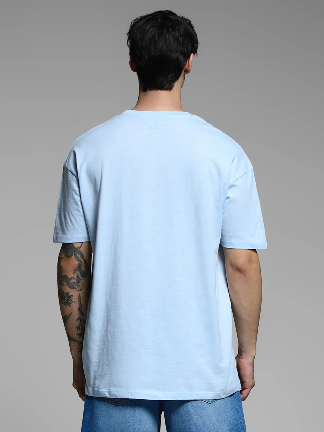 Blue Printed Cotton Oversized T-shirt - Image 9