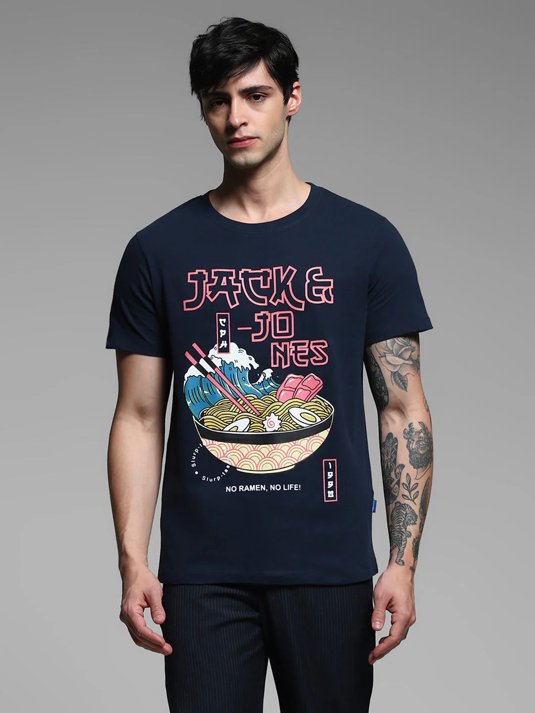 Navy Blue Ramen Print T-shirt - Image 2