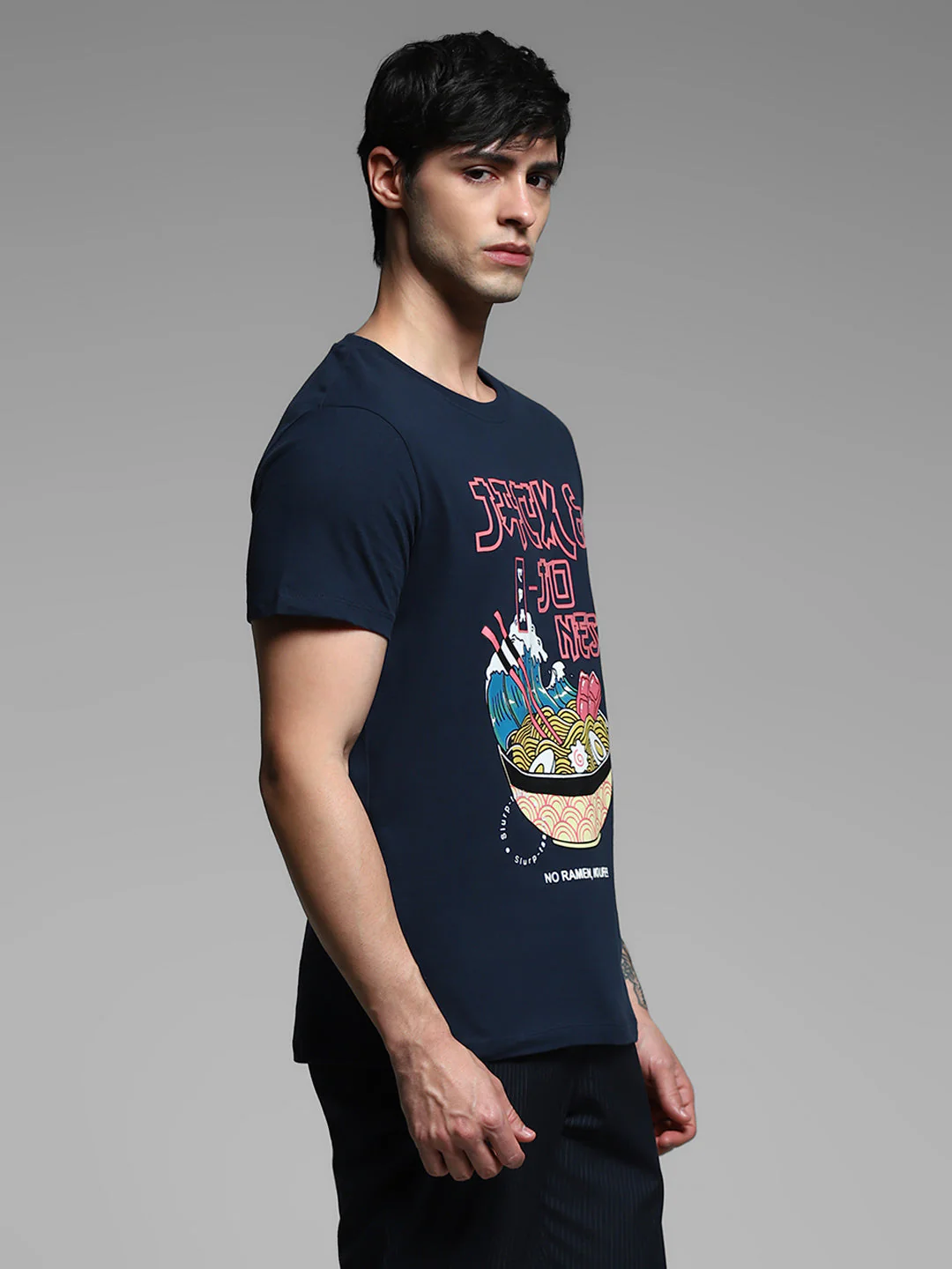 Navy Blue Ramen Print T-shirt - Image 3
