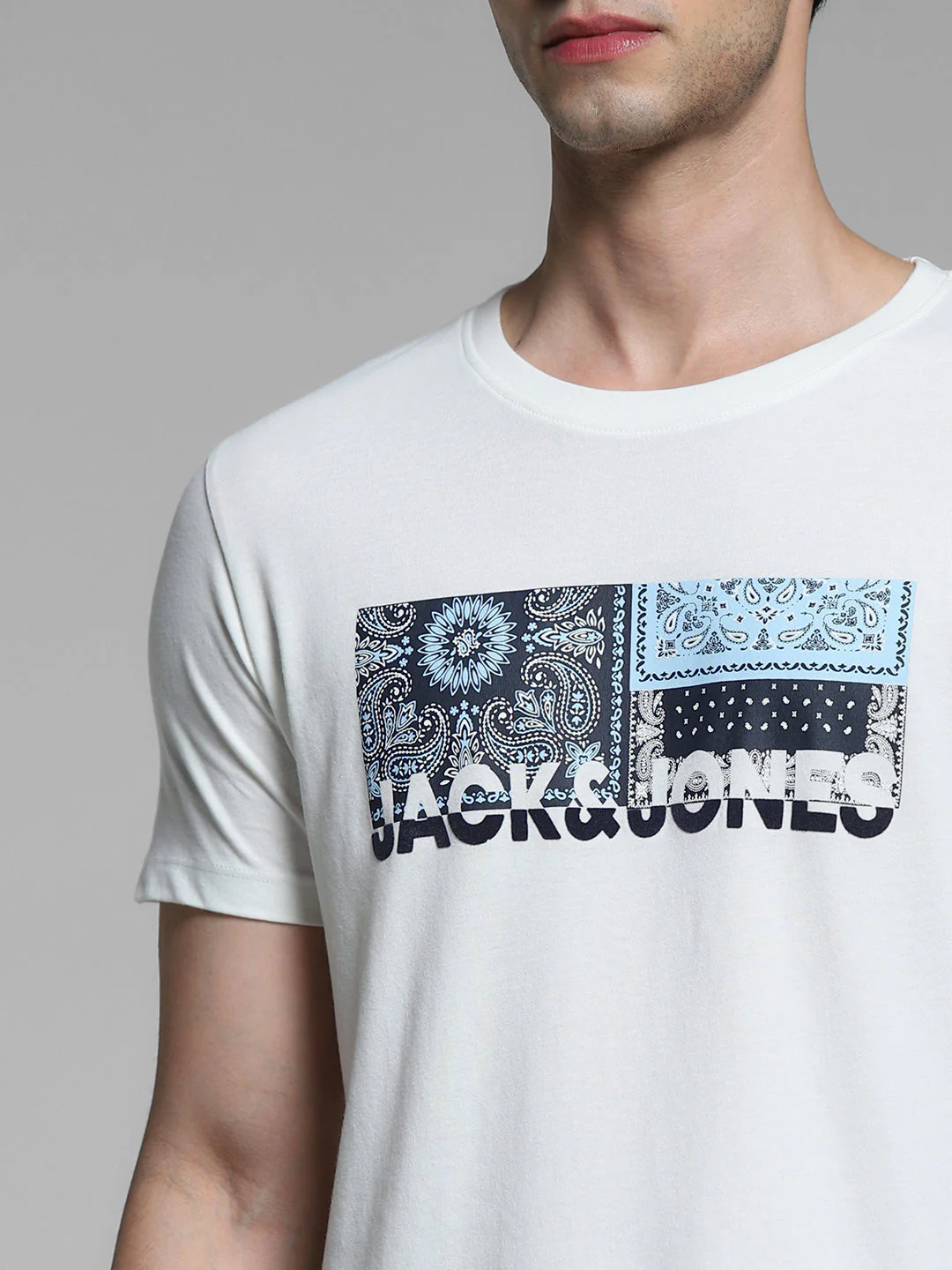 White Printed Cotton T-shirt - Image 5