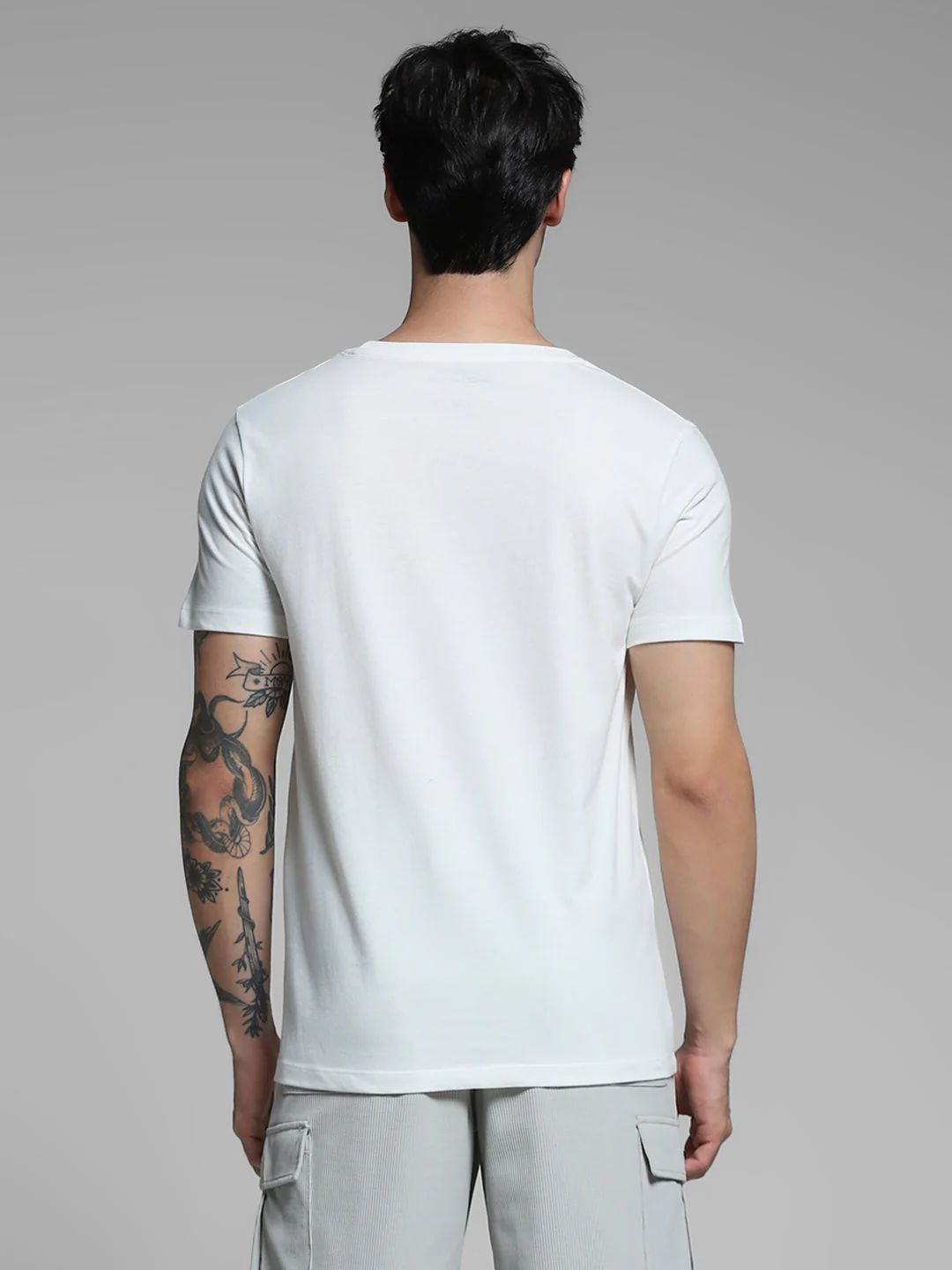 White Printed Cotton T-shirt - Image 9