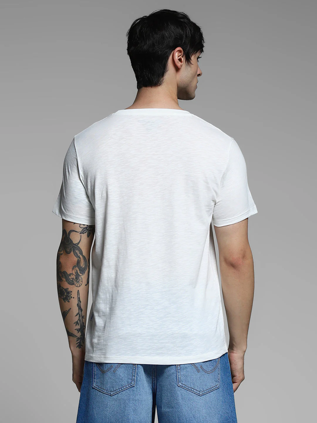 White Printed Cotton T-shirt - Image 4