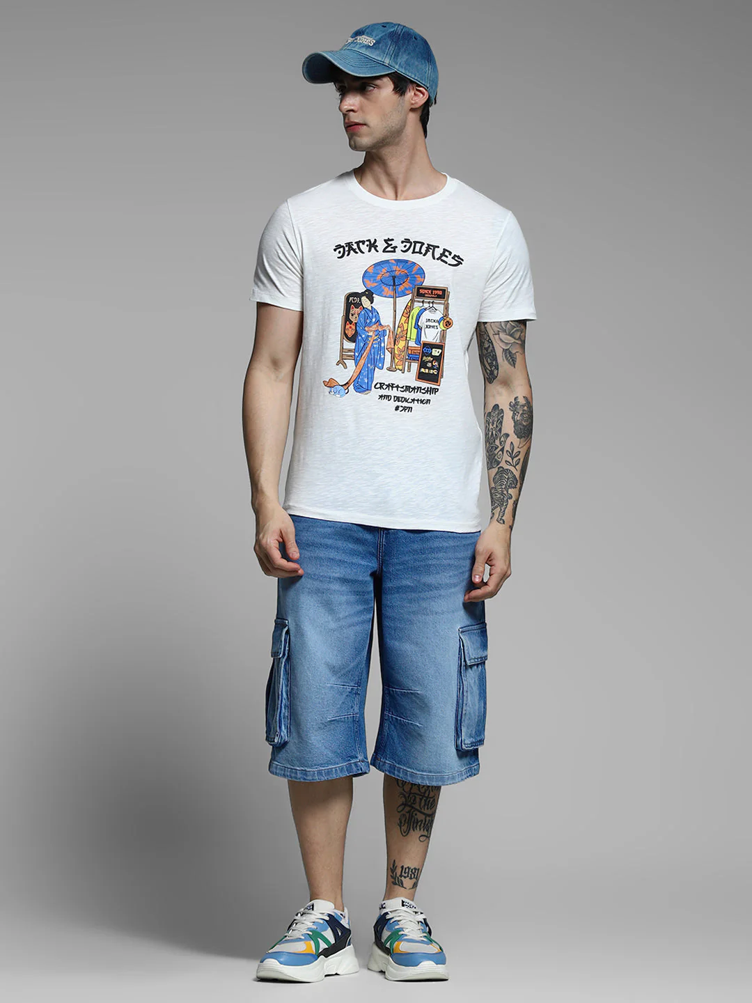 White Printed Cotton T-shirt - Image 6