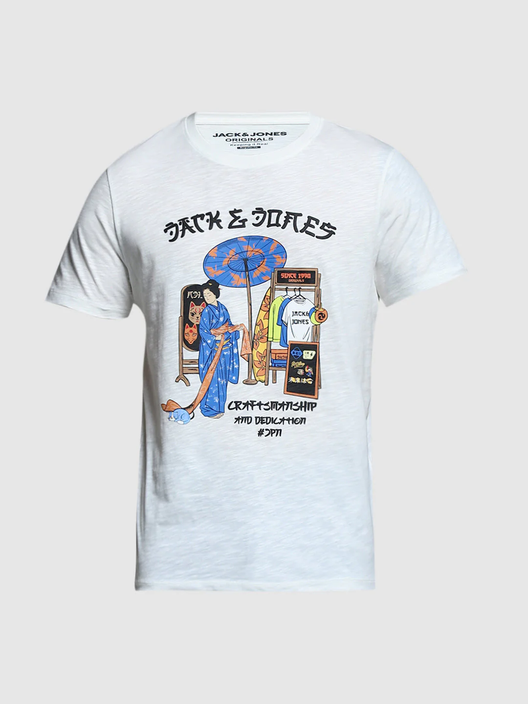White Printed Cotton T-shirt - Image 7