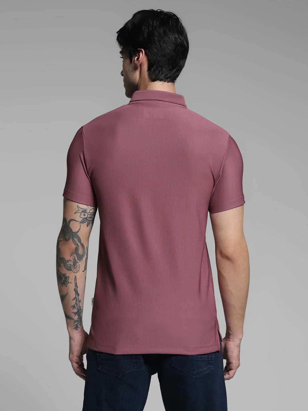 Purple Jacquard Zip Up Polo - Image 4