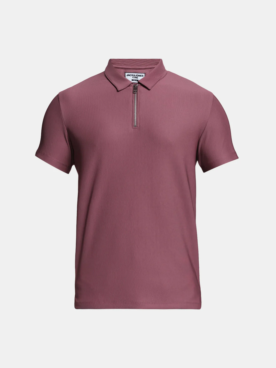 Purple Jacquard Zip Up Polo - Image 7