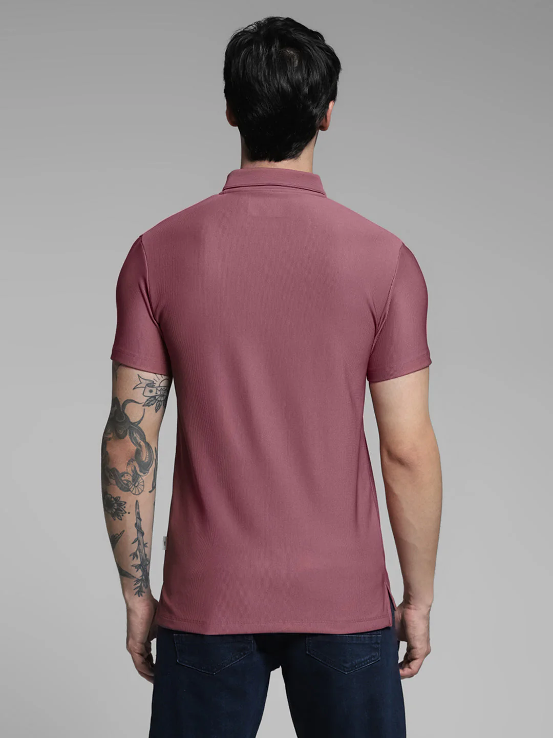 Purple Jacquard Zip Up Polo - Image 9