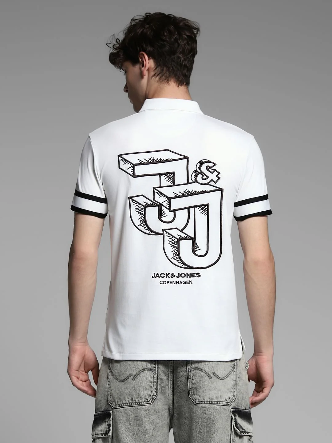 White Logo Print Oversized Polo - Image 4