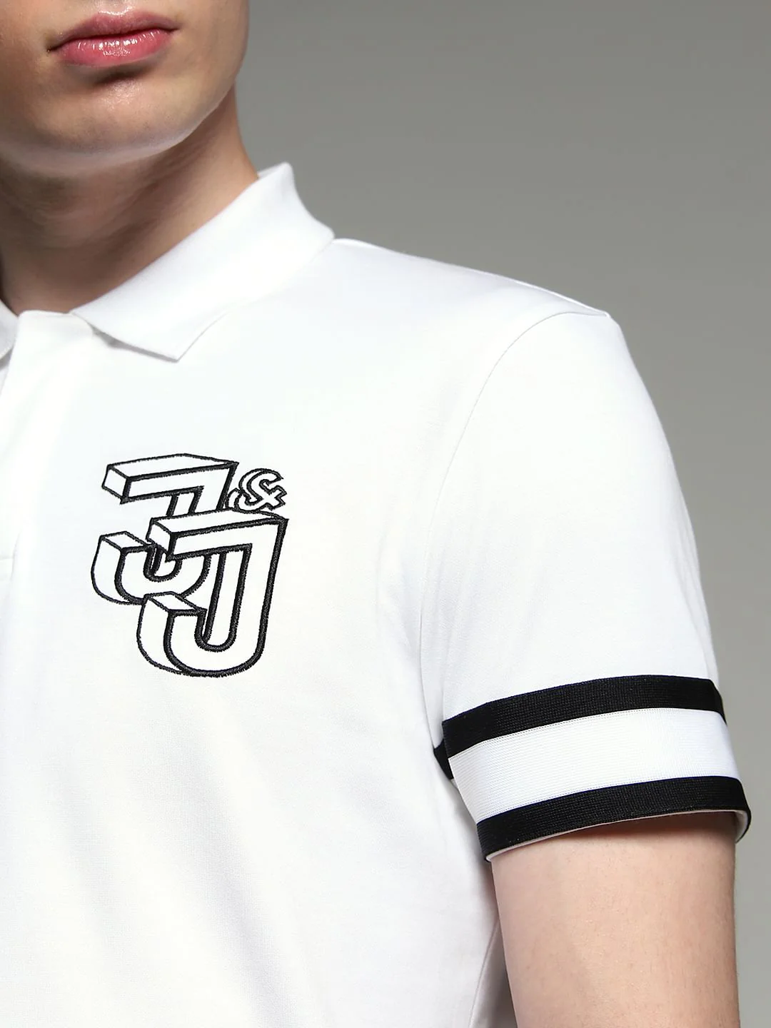 White Logo Print Oversized Polo - Image 5