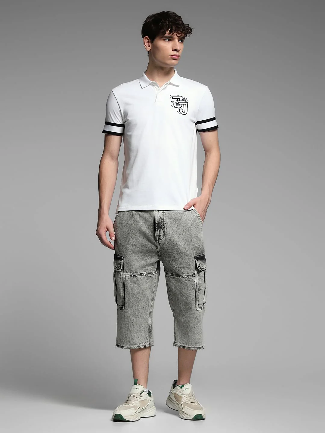 White Logo Print Oversized Polo - Image 6