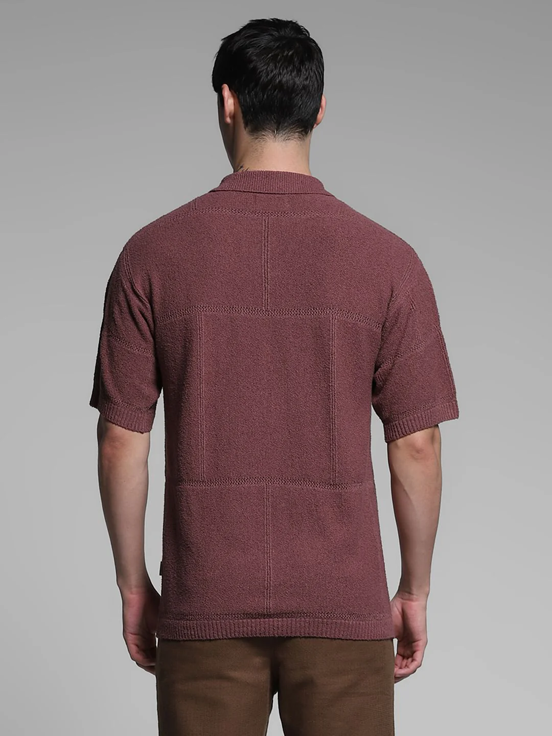 Brown Boxy Fit Knitted Polo - Image 4