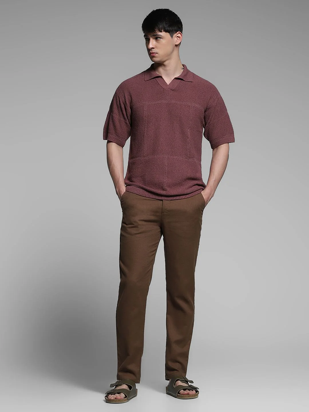 Brown Boxy Fit Knitted Polo - Image 6